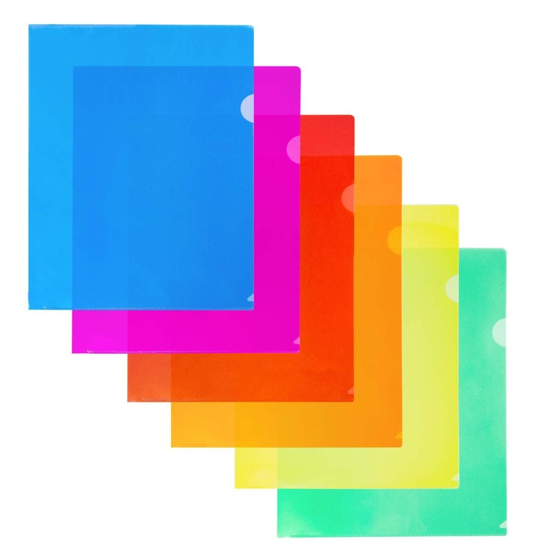 Dunwell Clear Plastic Folders Sleeves (12 Pack  Assorted Colors) - Plastic Sleeves for Paper 8.5x11  Transparent Project Folders with Plastic Paper Sleeves  Poly File Jacket for Documents - Image 1